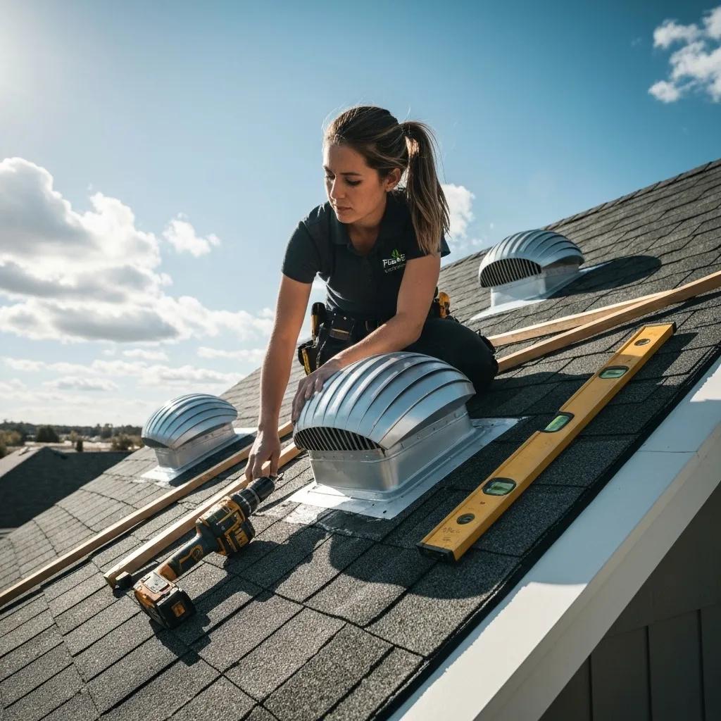 Licensed technician installing attic ventilation systems, showcasing professional installation process and expertise