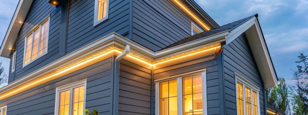 a meticulously organized urban home exterior showcases fresh, well-maintained siding, with a professional contractor inspecting for wear and applying high-quality caulk to vulnerable joints under soft artificial lighting.