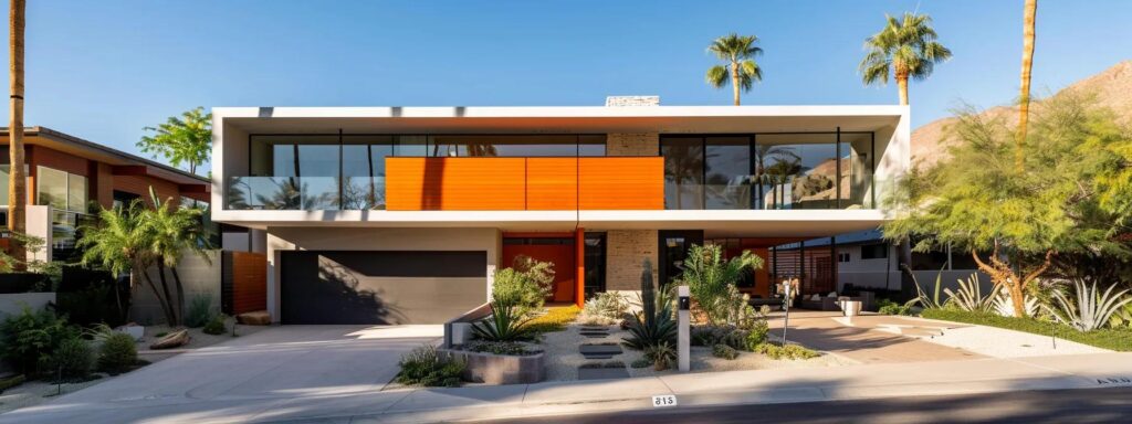 a modern home exterior showcases an impressive transformation with sleek architectural lines and high-quality materials, emphasizing a professional remodeling process in a vibrant urban neighborhood.