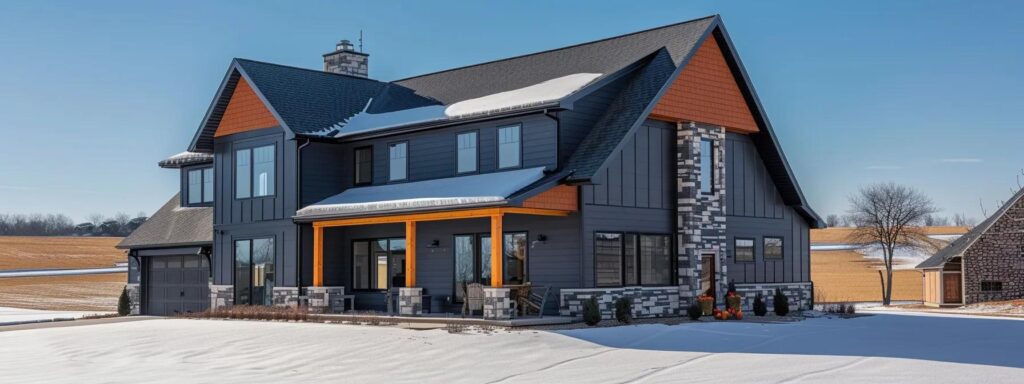 a stylish modern home showcasing insulated siding with a sleek, contemporary design, highlighting its aesthetic appeal and enhanced durability under dramatic studio lighting to emphasize its eco-friendly features.