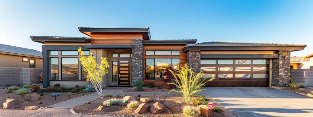 a modern, beautifully remodeled home exterior showcases sleek lines and a vibrant color palette against a clear blue sky, emphasizing the investment's impact on curb appeal and property value.